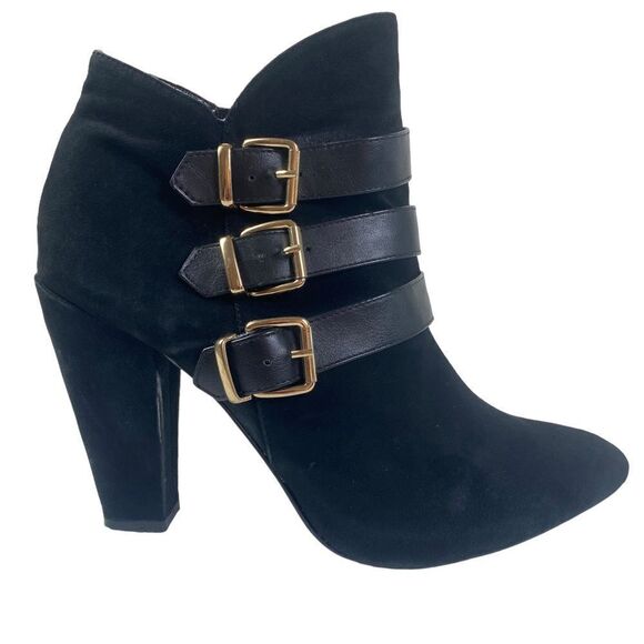 Steve Madden 10M JYPSEE ankle boots heeled moto genuine suede - Picture 3 of 8